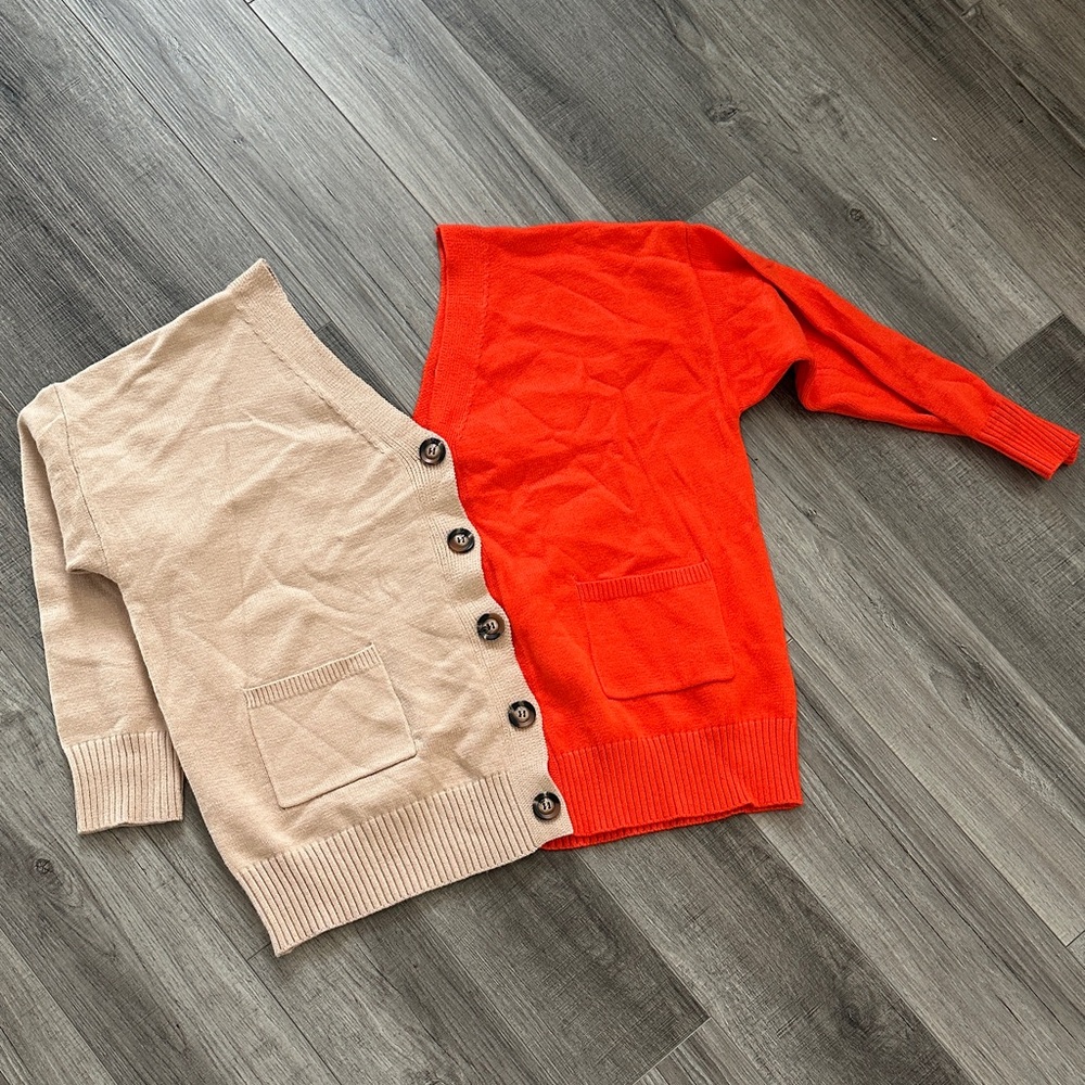 Two-Tone Button Cardigan